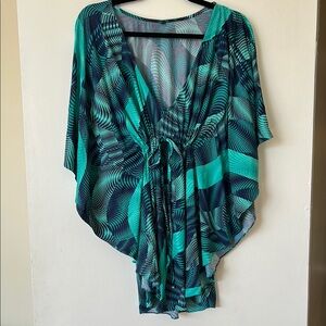 Vix by Paula Hermanny - Teal and Navy Patterned Kaftan